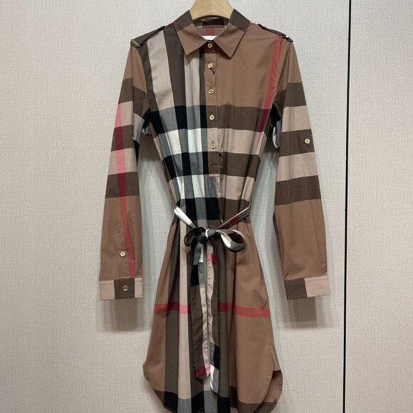 Burberry Dresses & Skirts - Burberry Plaid Print Knee-Length Dress - Brown Dresses